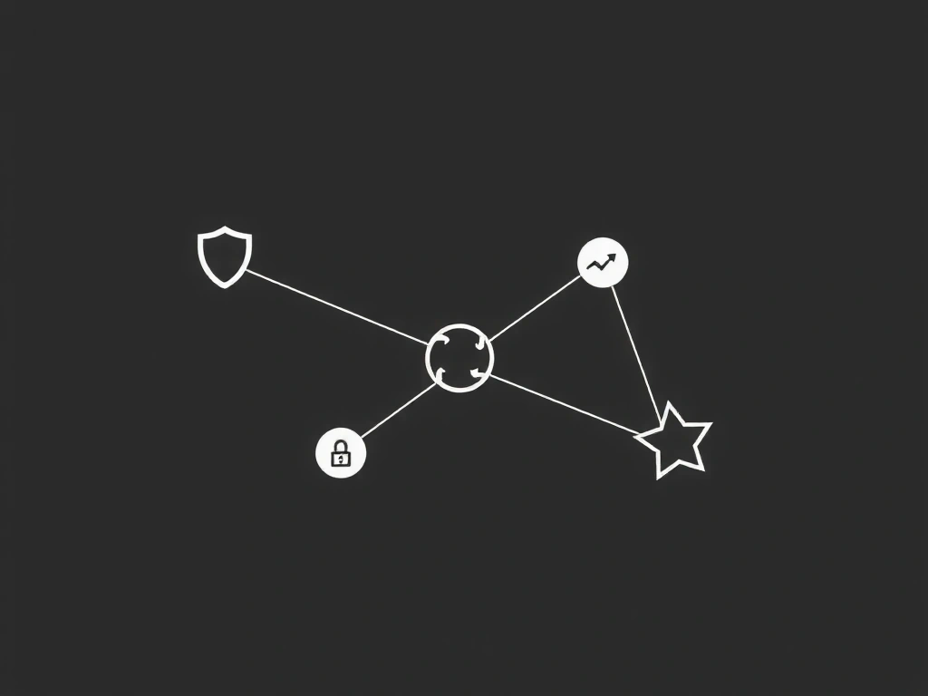 Minimalist soyut ağ diyagramı, farklı çerez türlerini temsil eden düğümleri gösteriyor