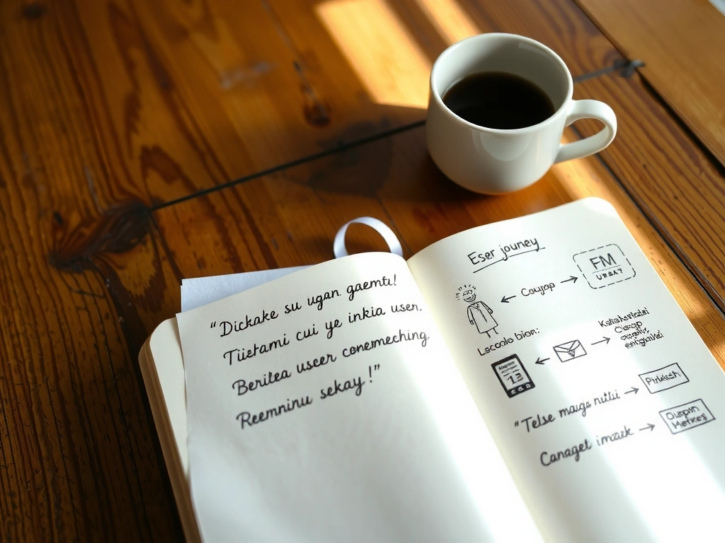 Toplantı masasından doğal ışıkta çekilmiş, elle çizilmiş notlar ve bir kahve fincanı